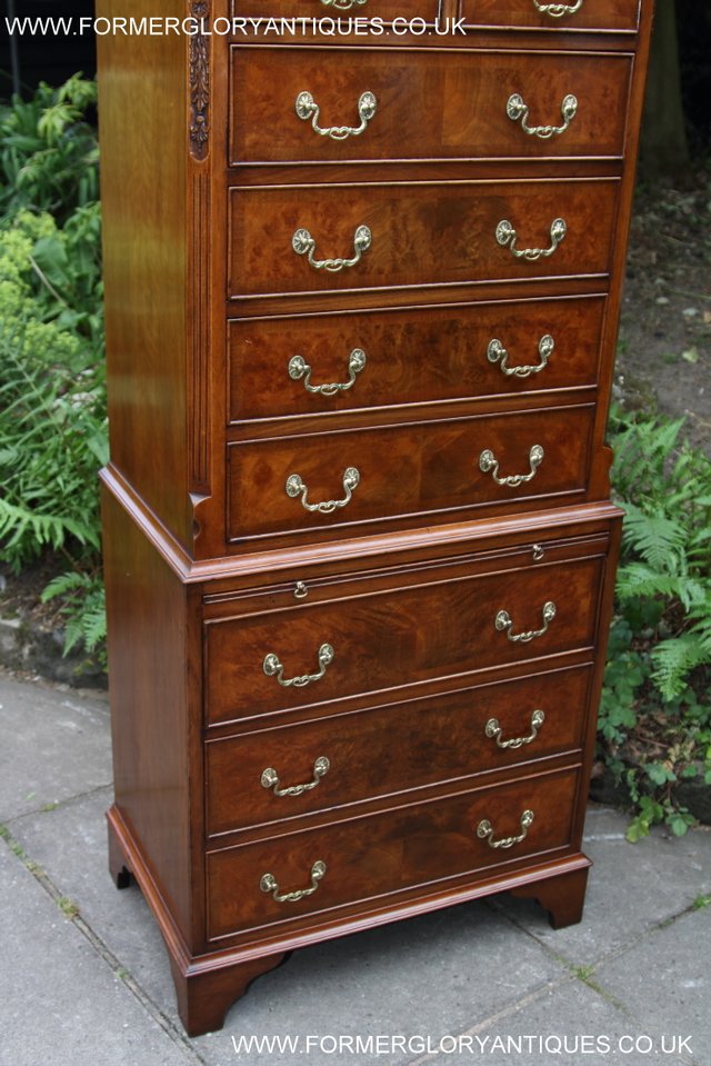 Image 14 of BEVAN FUNNELL MAHOGANY BURR WALNUT CHEST ON CHEST OF DRAWERS