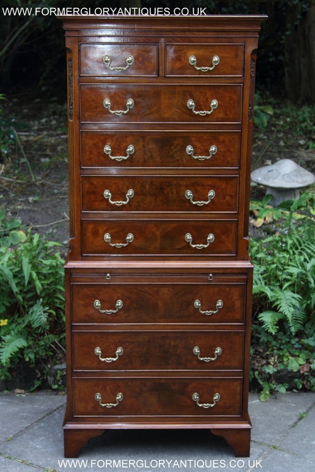 Image 18 of BEVAN FUNNELL MAHOGANY BURR WALNUT CHEST ON CHEST OF DRAWERS