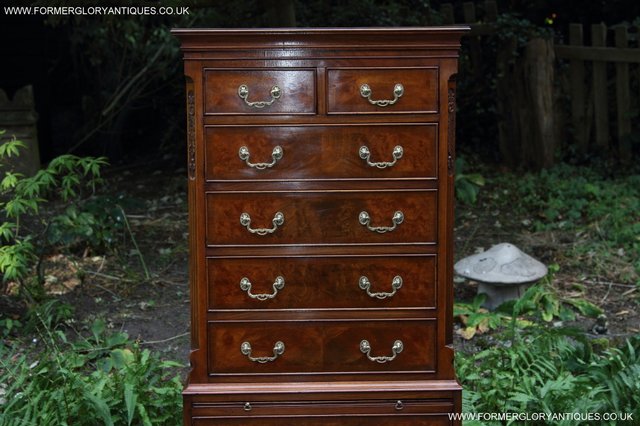 Image 19 of BEVAN FUNNELL MAHOGANY BURR WALNUT CHEST ON CHEST OF DRAWERS