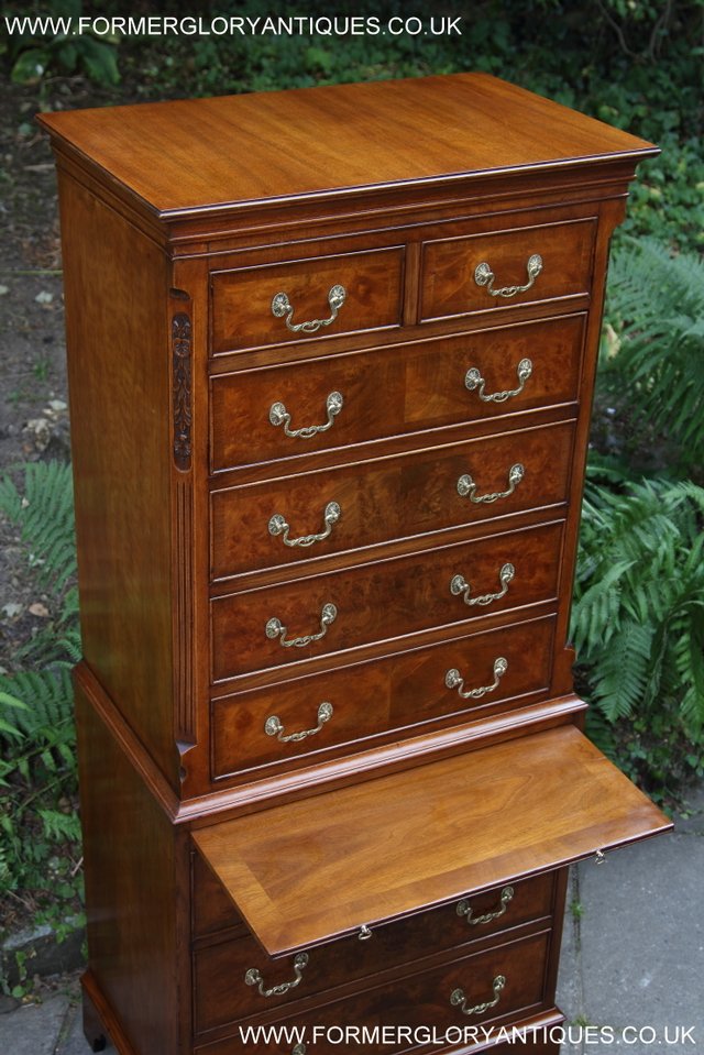 Image 21 of BEVAN FUNNELL MAHOGANY BURR WALNUT CHEST ON CHEST OF DRAWERS