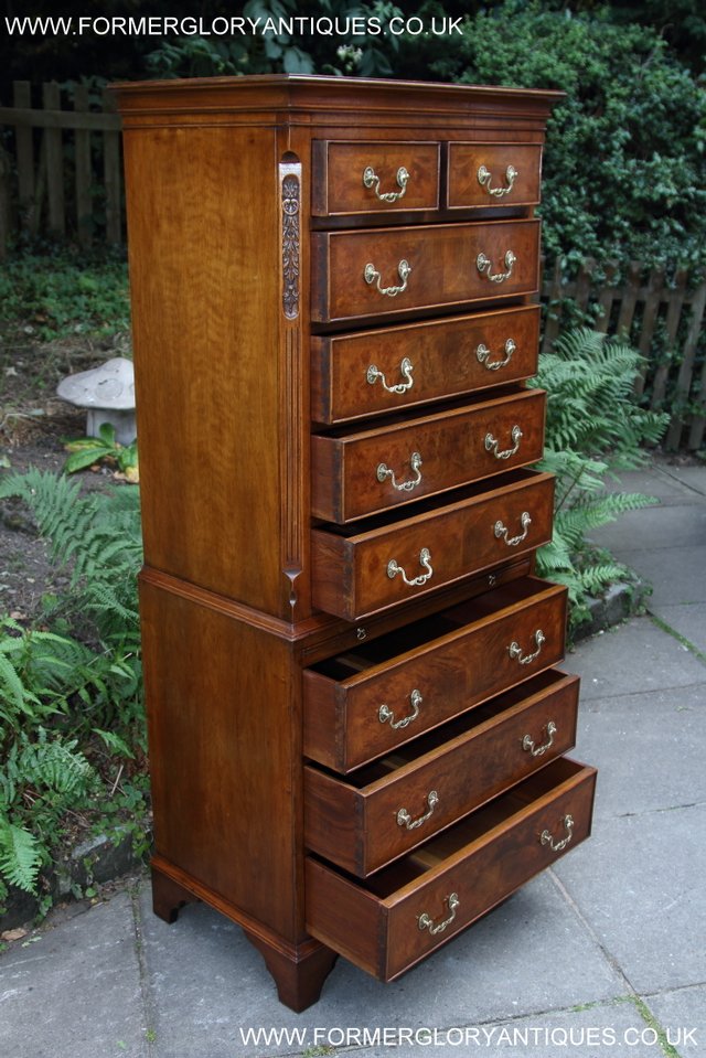 Image 22 of BEVAN FUNNELL MAHOGANY BURR WALNUT CHEST ON CHEST OF DRAWERS