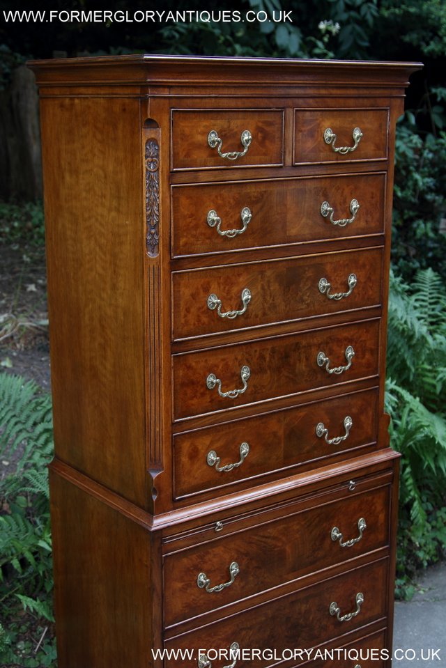 Image 27 of BEVAN FUNNELL MAHOGANY BURR WALNUT CHEST ON CHEST OF DRAWERS