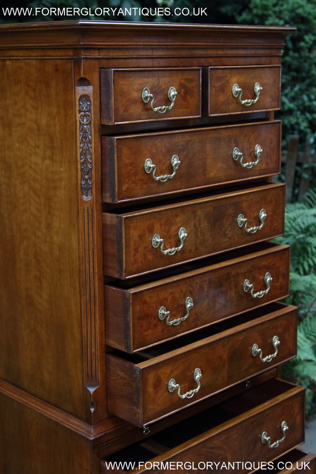 Image 28 of BEVAN FUNNELL MAHOGANY BURR WALNUT CHEST ON CHEST OF DRAWERS
