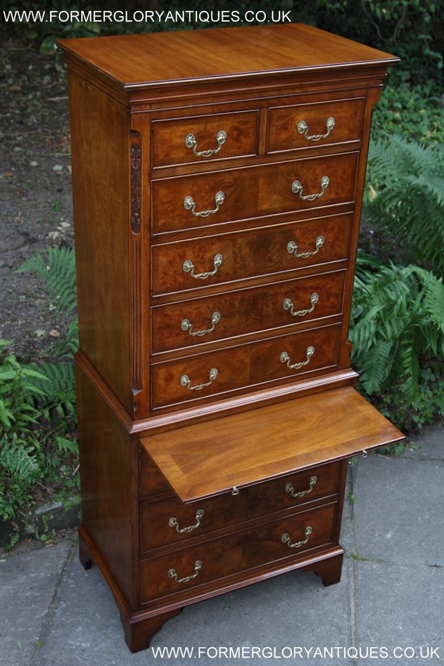 Image 29 of BEVAN FUNNELL MAHOGANY BURR WALNUT CHEST ON CHEST OF DRAWERS