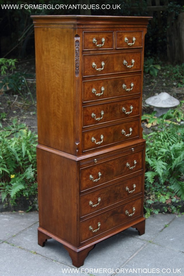 Image 31 of BEVAN FUNNELL MAHOGANY BURR WALNUT CHEST ON CHEST OF DRAWERS