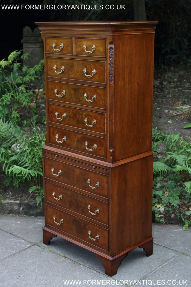 Image 43 of BEVAN FUNNELL MAHOGANY BURR WALNUT CHEST ON CHEST OF DRAWERS