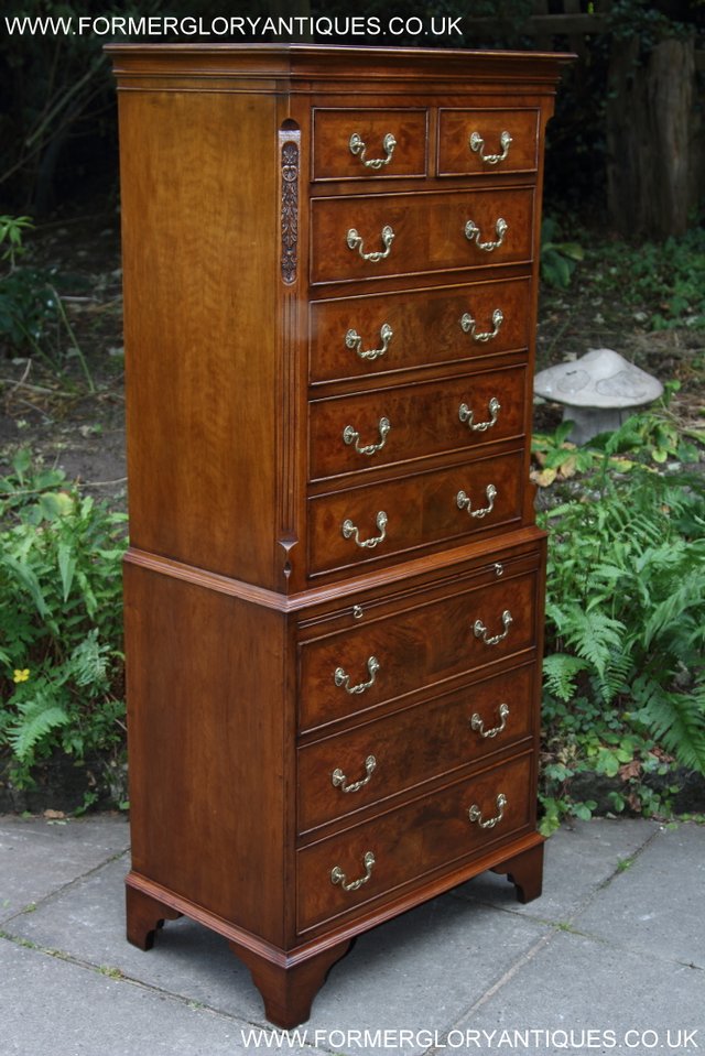 Image 44 of BEVAN FUNNELL MAHOGANY BURR WALNUT CHEST ON CHEST OF DRAWERS