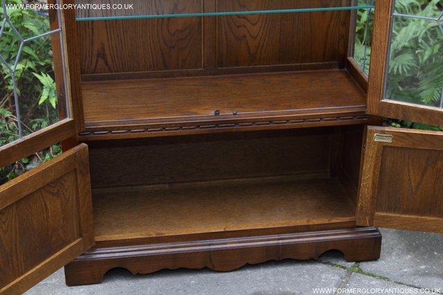 Image 8 of OLD CHARM LIGHT OAK CHINA DISPLAY CABINET CUPBOARD BOOKCASE