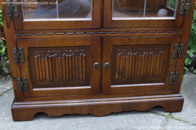 Image 12 of OLD CHARM LIGHT OAK CHINA DISPLAY CABINET CUPBOARD BOOKCASE