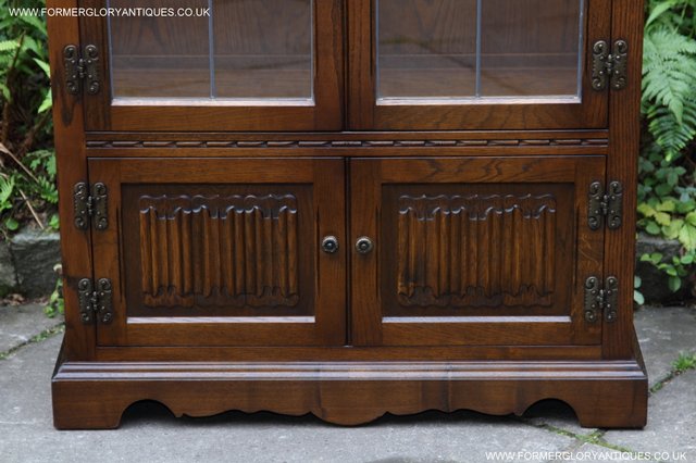 Image 23 of OLD CHARM LIGHT OAK CHINA DISPLAY CABINET CUPBOARD BOOKCASE