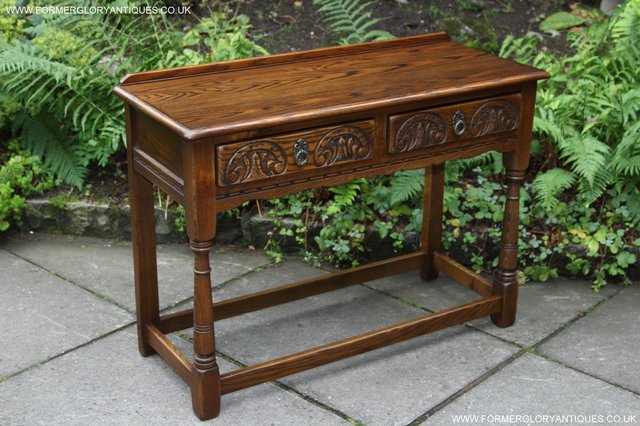Image 4 of OLD CHARM LIGHT OAK OCCASIONAL COFFEE HALL SERVING TABLE