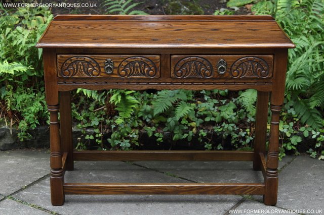 Image 10 of OLD CHARM LIGHT OAK OCCASIONAL COFFEE HALL SERVING TABLE