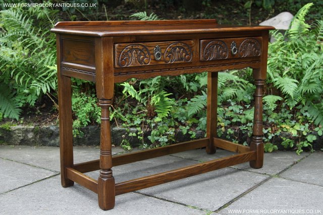 Image 14 of OLD CHARM LIGHT OAK OCCASIONAL COFFEE HALL SERVING TABLE