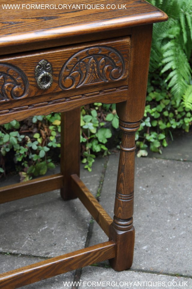 Image 16 of OLD CHARM LIGHT OAK OCCASIONAL COFFEE HALL SERVING TABLE