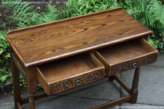 Image 18 of OLD CHARM LIGHT OAK OCCASIONAL COFFEE HALL SERVING TABLE