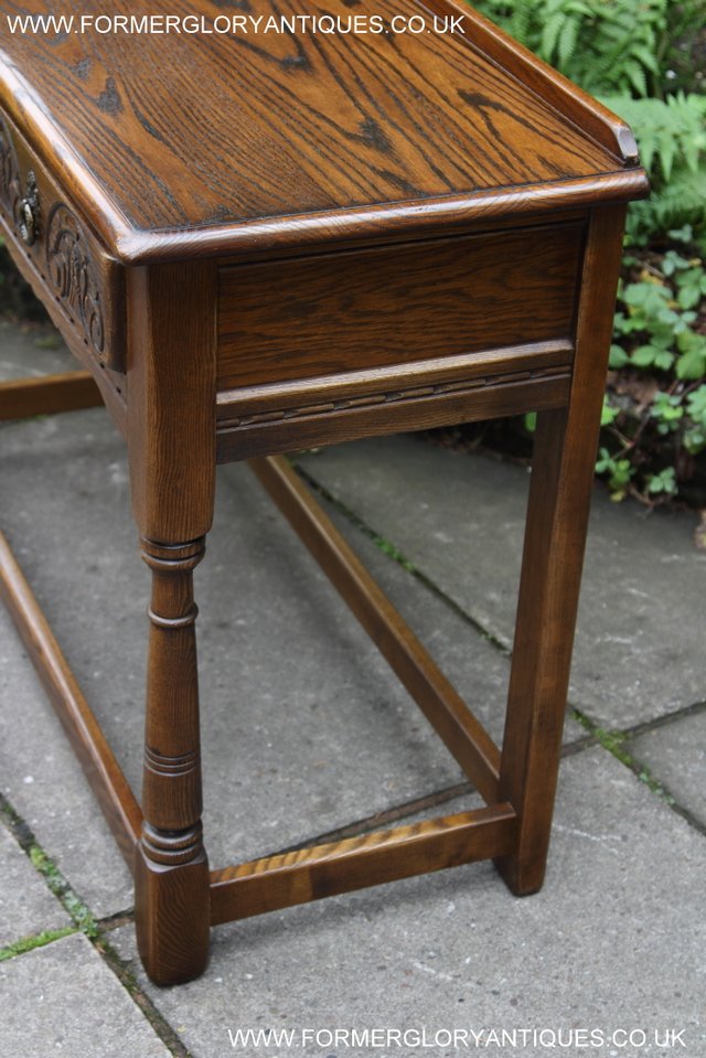 Image 19 of OLD CHARM LIGHT OAK OCCASIONAL COFFEE HALL SERVING TABLE