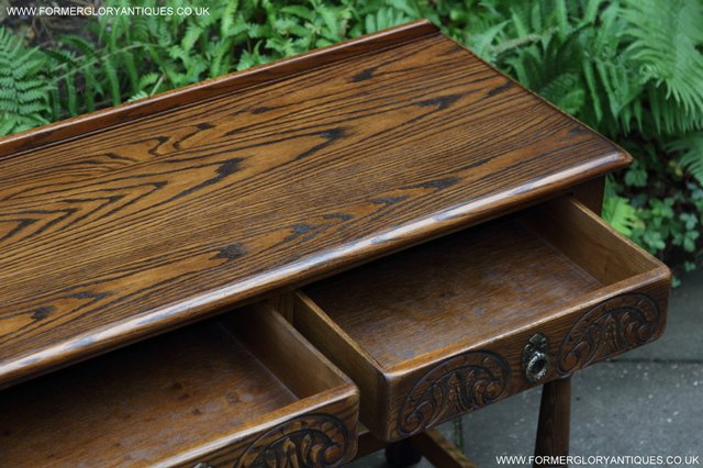 Image 21 of OLD CHARM LIGHT OAK OCCASIONAL COFFEE HALL SERVING TABLE