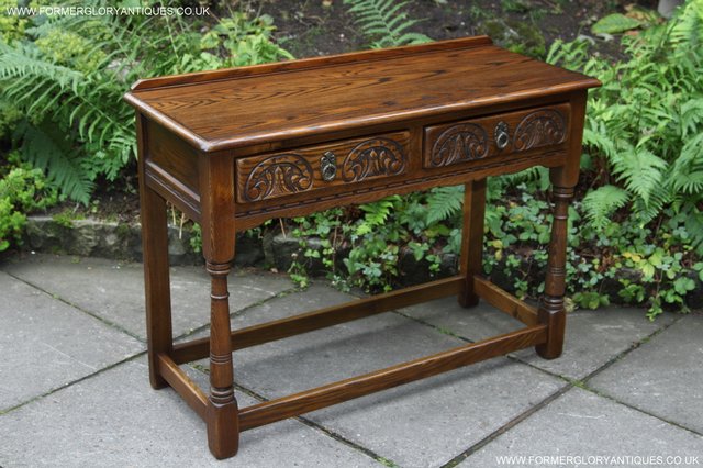 Image 25 of OLD CHARM LIGHT OAK OCCASIONAL COFFEE HALL SERVING TABLE