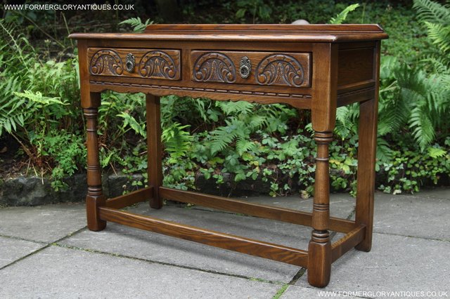 Image 26 of OLD CHARM LIGHT OAK OCCASIONAL COFFEE HALL SERVING TABLE