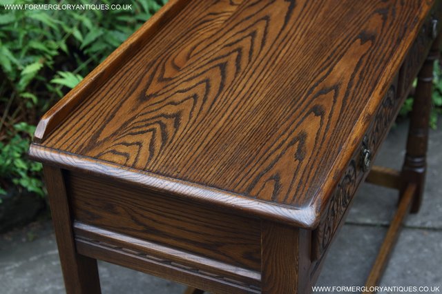 Image 28 of OLD CHARM LIGHT OAK OCCASIONAL COFFEE HALL SERVING TABLE
