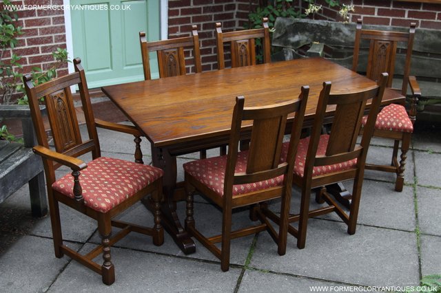 Preview of the first image of OLD CHARM LIGHT OAK KITCHEN DINING TABLE SIX DINING CHAIRS..