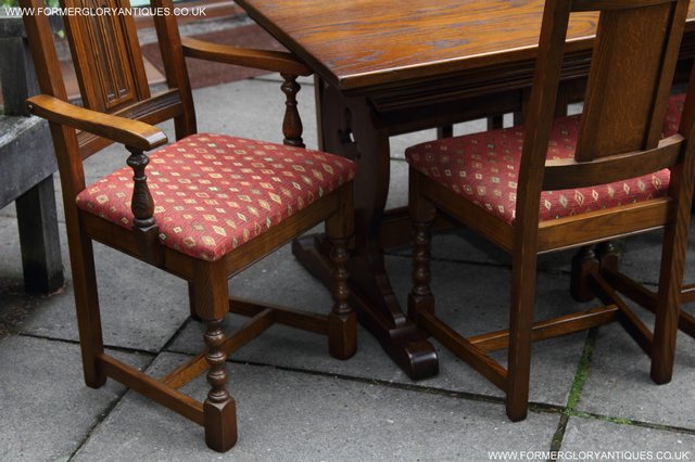 Image 8 of OLD CHARM LIGHT OAK KITCHEN DINING TABLE SIX DINING CHAIRS.