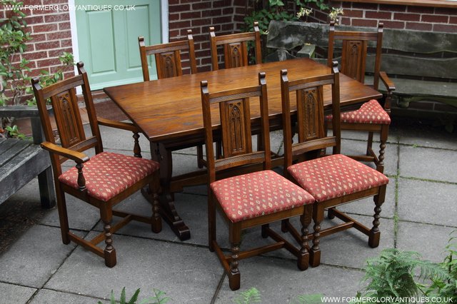Image 10 of OLD CHARM LIGHT OAK KITCHEN DINING TABLE SIX DINING CHAIRS.