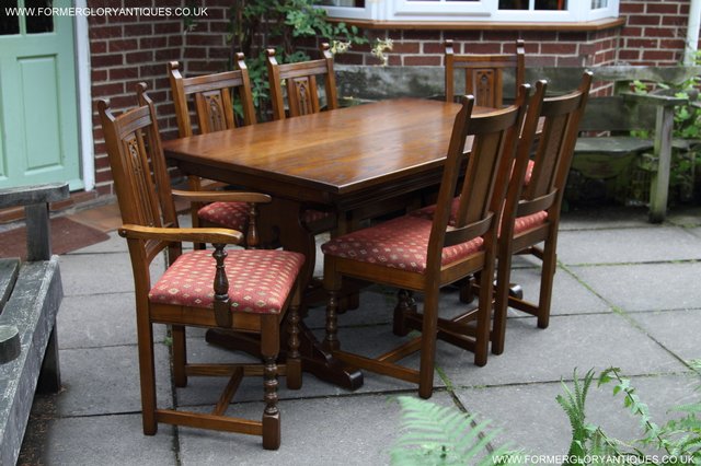 Image 21 of OLD CHARM LIGHT OAK KITCHEN DINING TABLE SIX DINING CHAIRS.