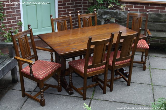 Image 26 of OLD CHARM LIGHT OAK KITCHEN DINING TABLE SIX DINING CHAIRS.