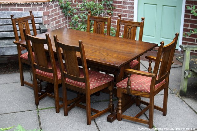Image 38 of OLD CHARM LIGHT OAK KITCHEN DINING TABLE SIX DINING CHAIRS.