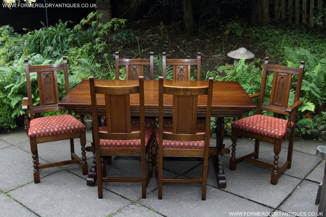 Image 43 of OLD CHARM LIGHT OAK KITCHEN DINING TABLE SIX DINING CHAIRS.