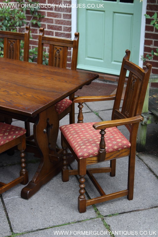 Image 44 of OLD CHARM LIGHT OAK KITCHEN DINING TABLE SIX DINING CHAIRS.