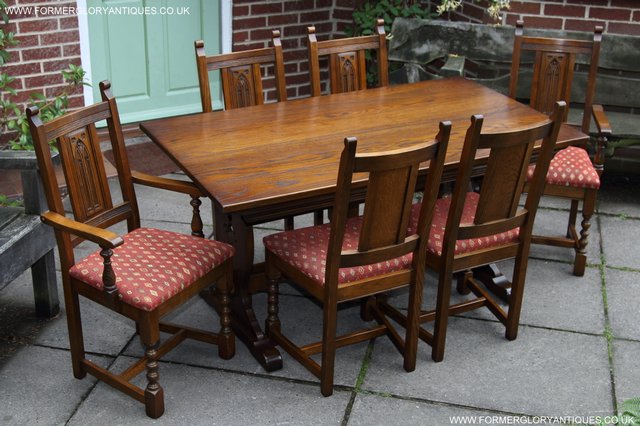 Image 45 of OLD CHARM LIGHT OAK KITCHEN DINING TABLE SIX DINING CHAIRS.