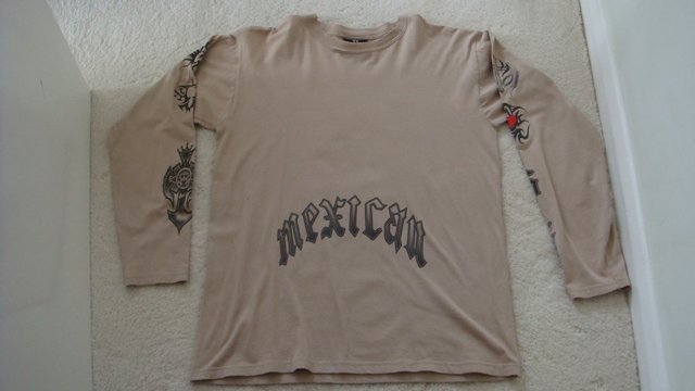 Image 2 of WWF/WWE/TNA Khakhi Long Sleeve T-Shirt "Mexican" -