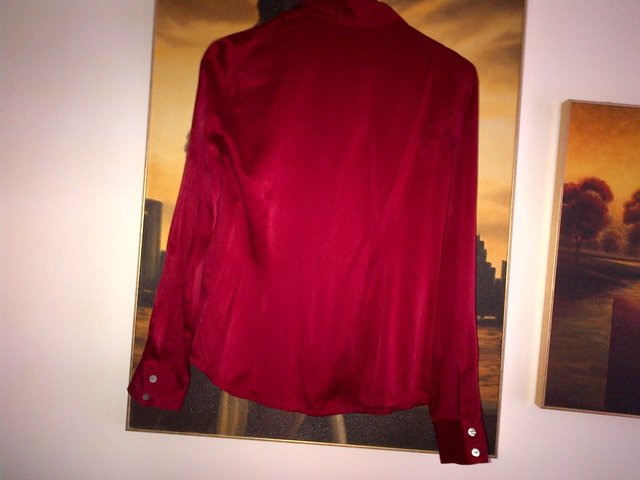 Preview of the first image of Boden 100%  silk red shirt top blouse  UK size 10.
