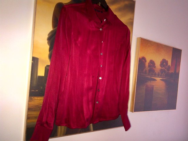 Image 2 of Boden 100%  silk red shirt top blouse  UK size 10