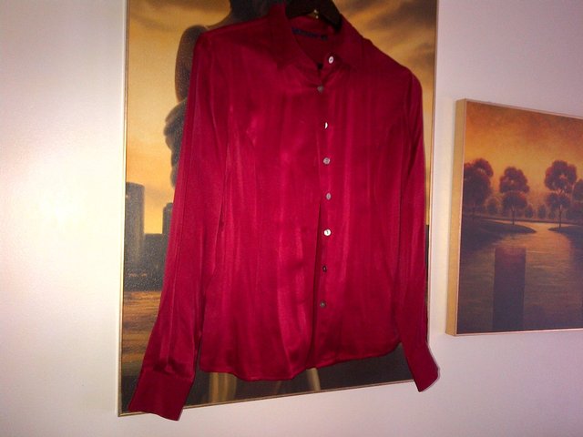 Image 3 of Boden 100%  silk red shirt top blouse  UK size 10