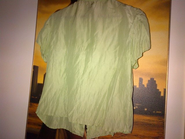 Image 2 of Boden silk  green shirt top blouse  size 10 with ruffles