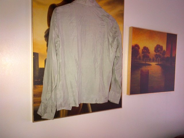 Image 2 of Light grey silk shirt blouse top UK size 12