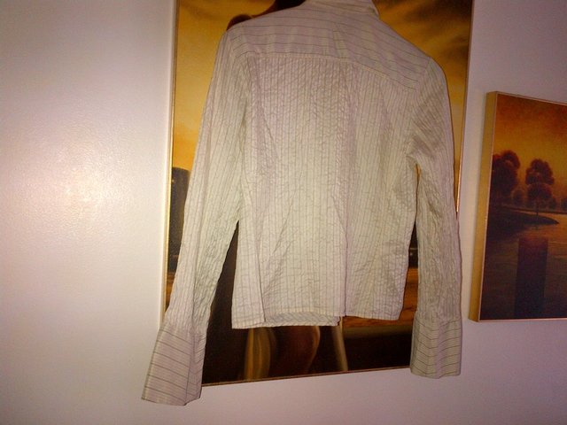 Image 3 of Noa Noa beige silk grey strips shirt top blouse size M
