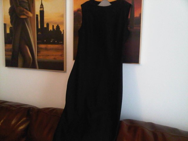 Preview of the first image of Zara black business casual office shift bodycon dress size S.
