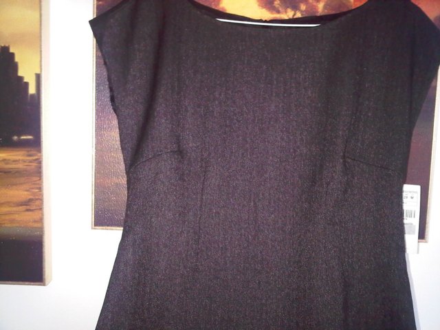 Image 3 of Zara grey black shift bodycon business dress lined size M