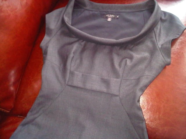 Preview of the first image of Ted Baker grey shift bodycon style dress lined size 2.