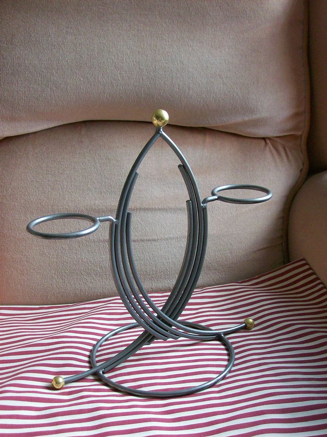 Image 2 of Modern Metal Art Piece and candle holder