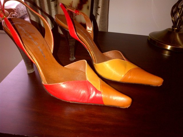 Image 2 of Giancarlo Paoli red orange tan leather sandals  size 35