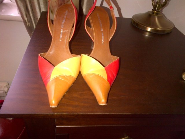 Image 3 of Giancarlo Paoli red orange tan leather sandals  size 35