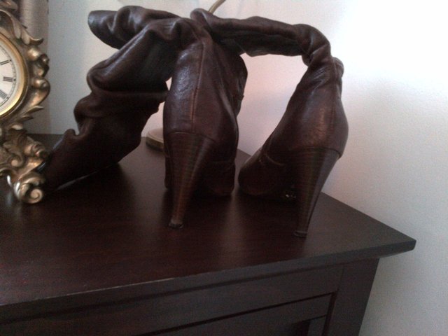 Preview of the first image of Lavorazione Artigana brown knee length boots size 36.