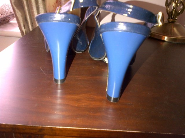 Image 3 of Pierre Cardin blue leather patent sandals size 35 stones