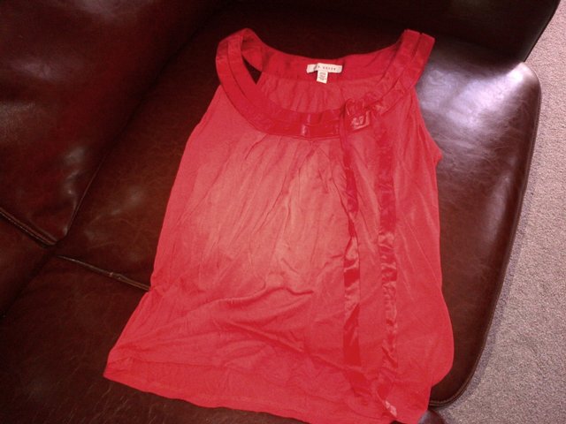 Preview of the first image of Ted Baker red top blouse vest UK size 1 but UK 8-10.