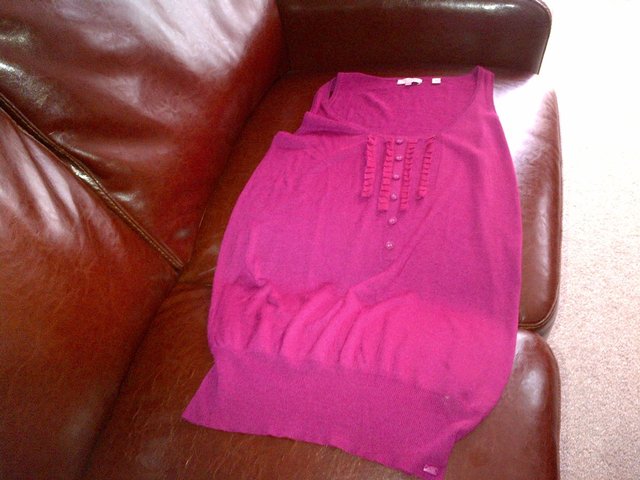 Image 2 of Ted Baker purple cerise silk top blouse vest size 3 or 10-12